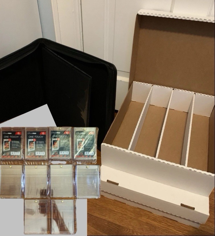 Card Supplies Lot – 2x 3200 Count Boxes, 10x 35pt One-Touch, Toploader Binder ++