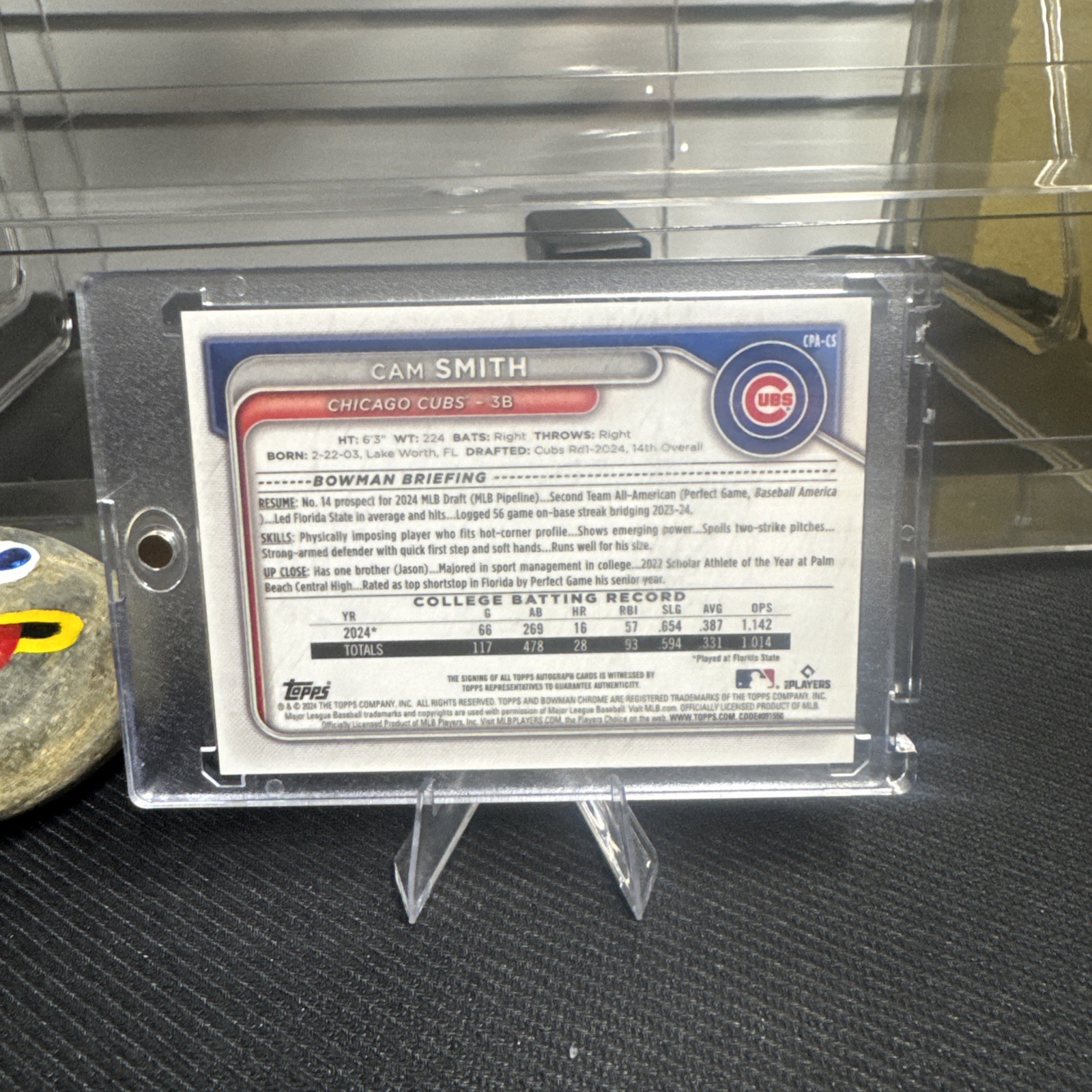 Cam Smith 2024 Bowman Draft #CPA-CS 1st Bowman Chrome Prospect Auto Cubs🔥🔥