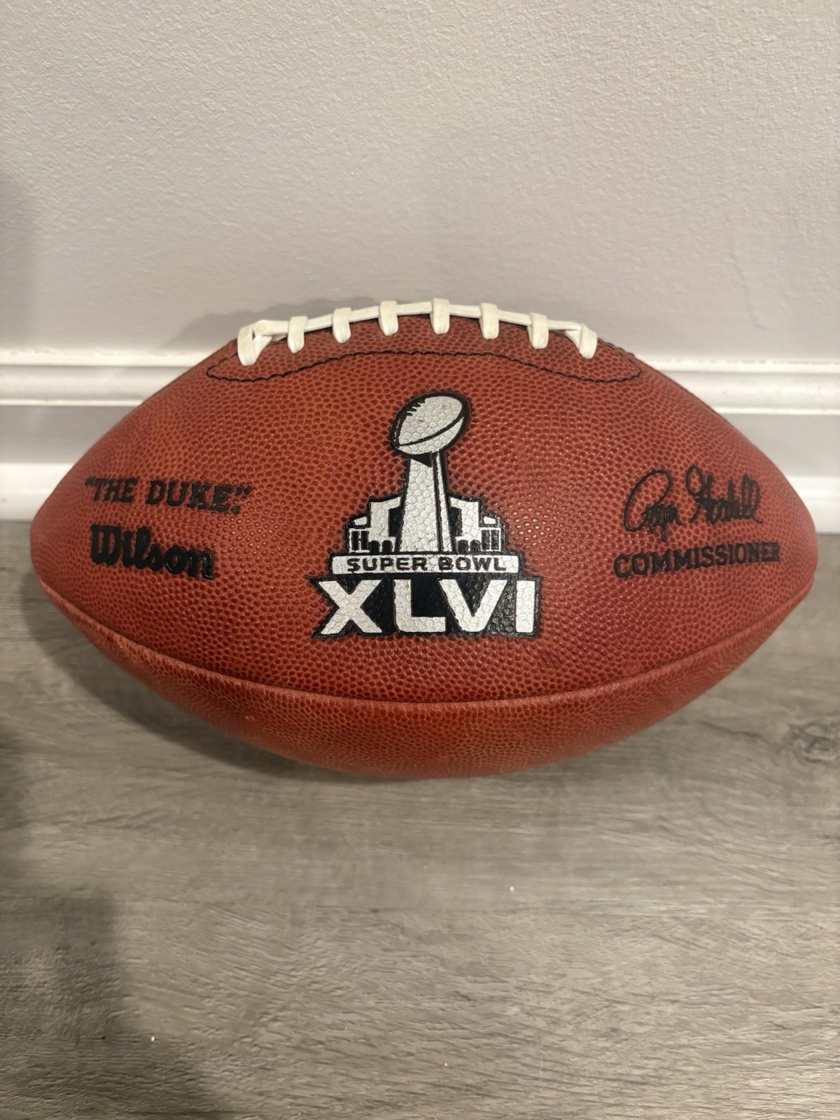 NFL Authentic Leather Wilson “The Duke” Football Super Bowl XLVI Giants Patriots