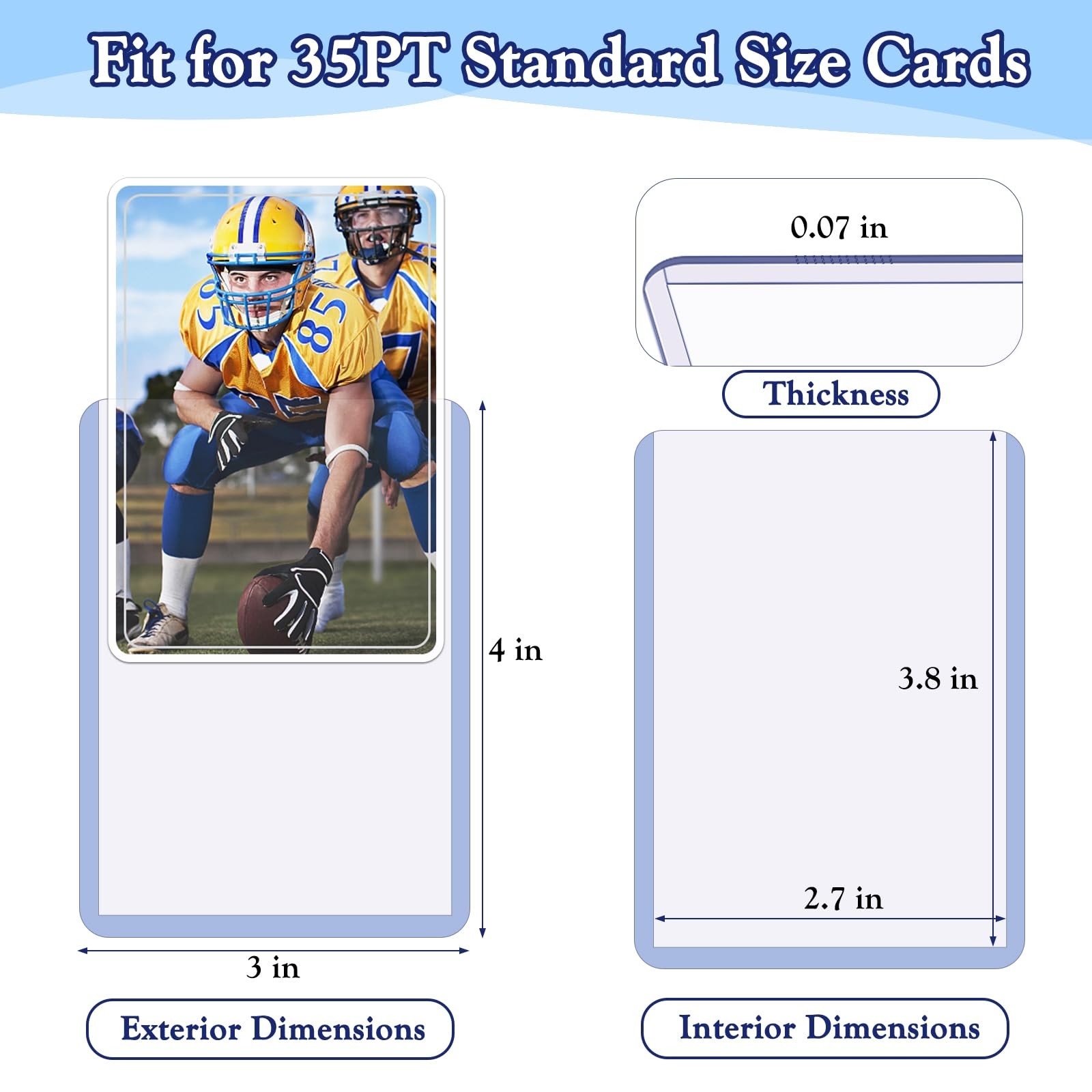 Trading Card Sleeves Hard Plastic Clear Case Holder 300 Baseball Cards Topload!!