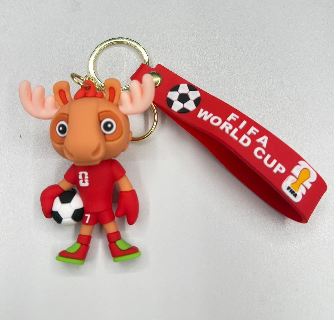2026 World Cup Cartoon Mascot Keychain Soccer Trophy Cute Animal Gift Fans