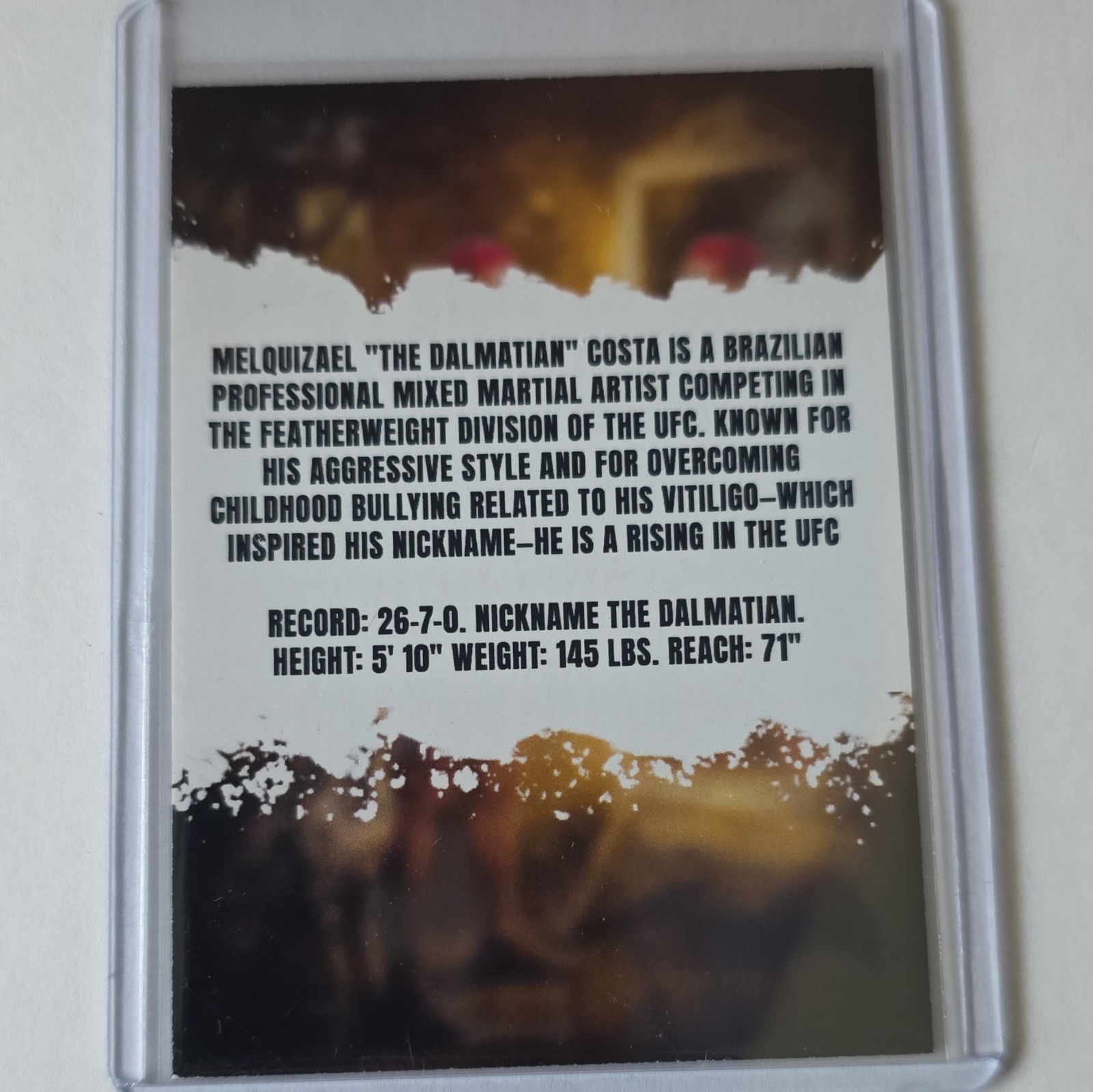 UFC Autographed Hard Signed MMA Card Melquizael “The Dalmation” Costa 2025