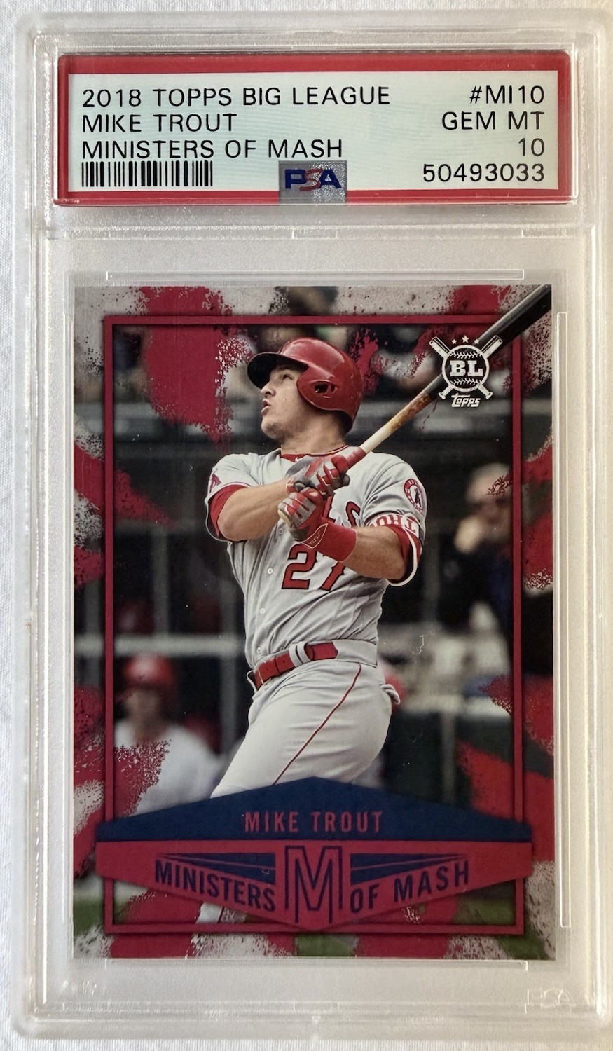 2018 TOPPS BIG LEAGUE #MI10 MIKE TROUT MINISTERS OF MASH PSA 10 GEM MT