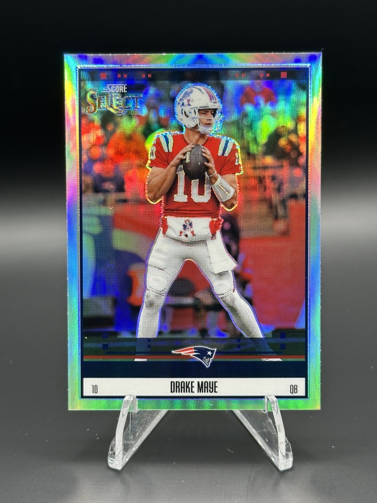 2025 Panini Select – Score Select Throwback Drake Maye #11 Silver Prizm