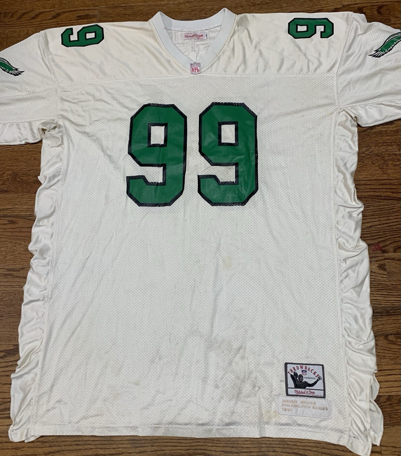 Vintage Jerome Brown #99 Eagles Mitchell & Ness 1991 Throwback Jersey Sz 60
