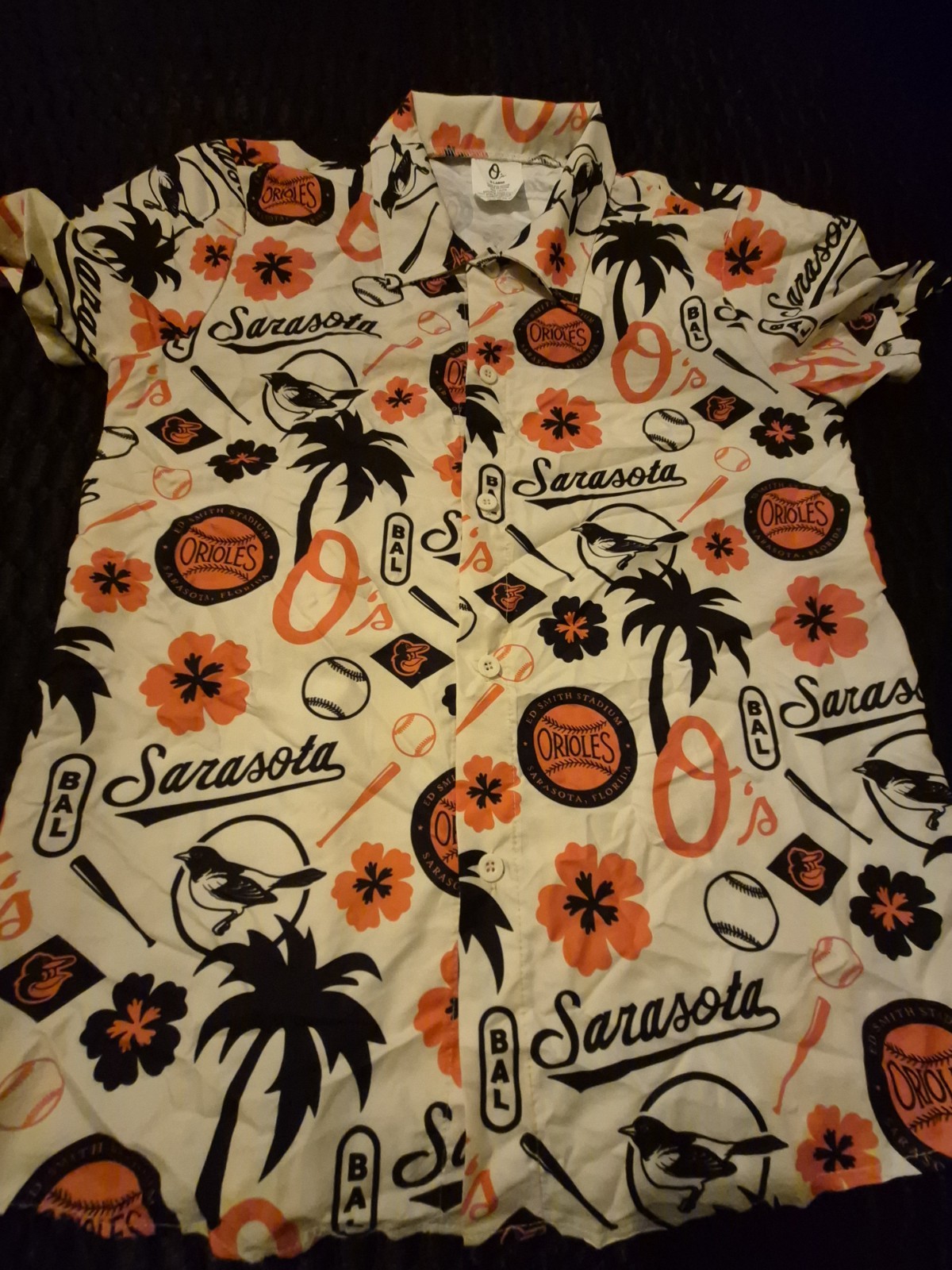 BALTIMORE ORIOLES SPRING TRAINING HAWAIIAN SHIRT, SIZE XL