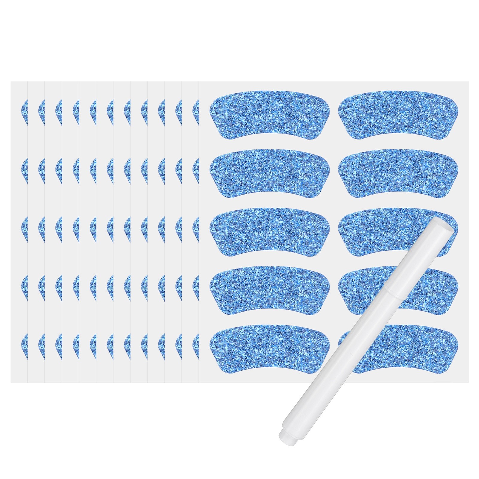 60 Pair Sports Eye Stickers Face Stickers with 1Pcs White Pencil Shiny Blue