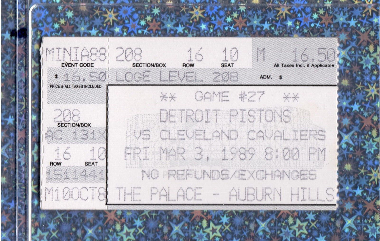 Bill Laimbeer 24pt 14rb 3-3-1989 Ticket Stub Cavs Pistons Isiah Thomas 19pt 11as