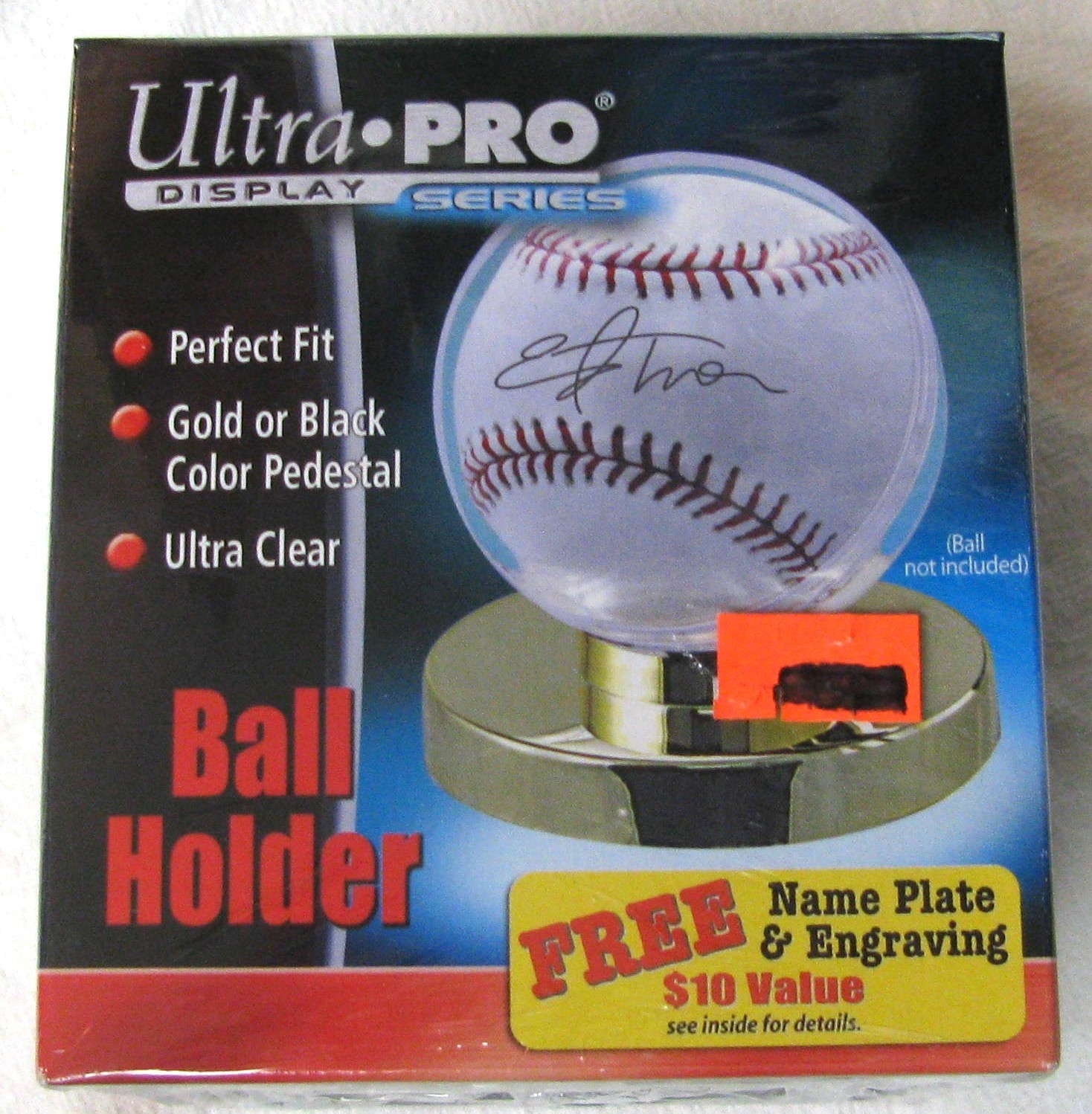 Ultra Pro Display Series Ball Holder Gold Pedestal Base Ultra Clear Sealed Box