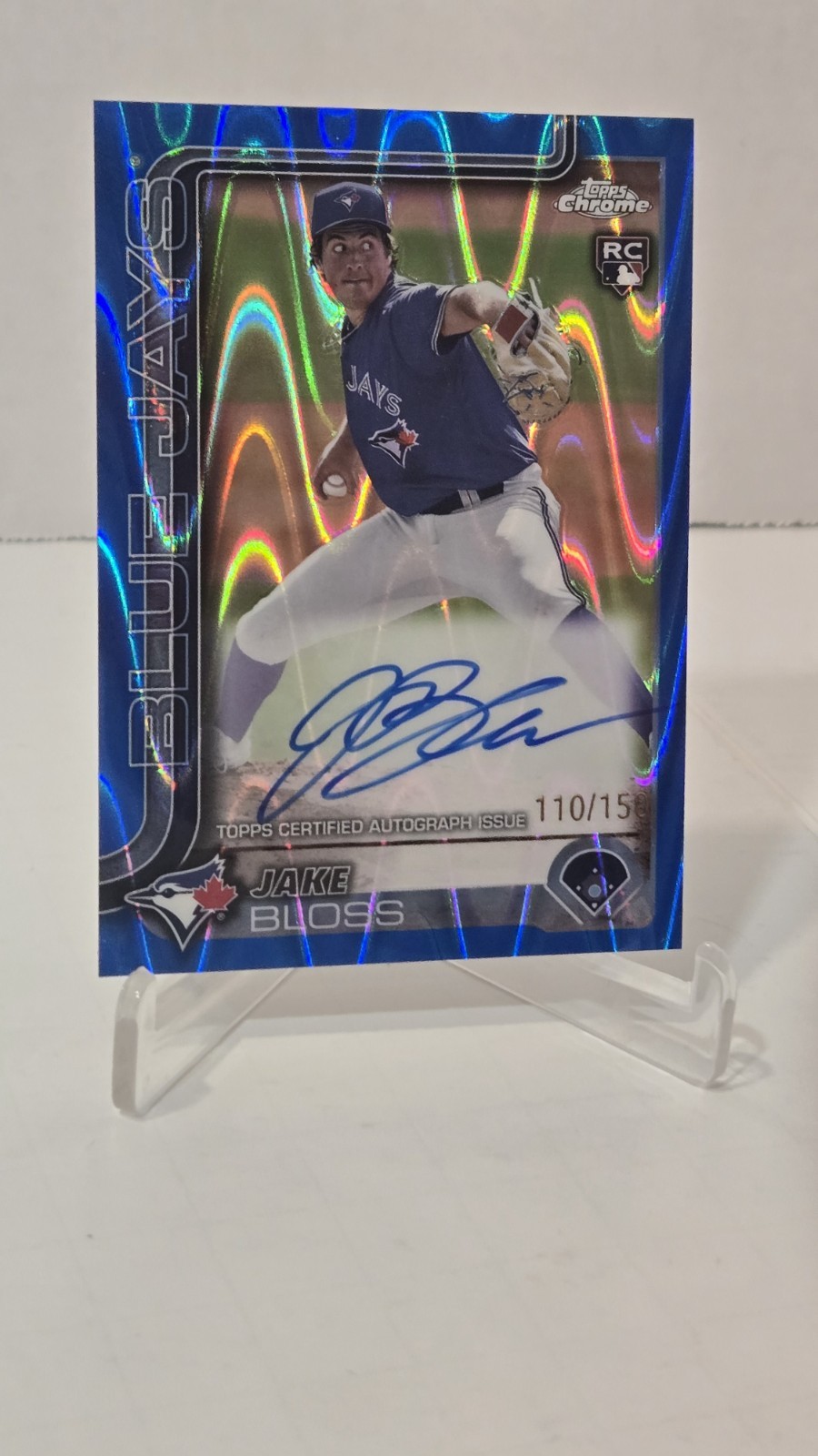 🔥2025 Topps Chrome Jake Bloss RC⚾️ON CARD AUTO BLUE RAYWAVE NUMBERED 110/150!🔥