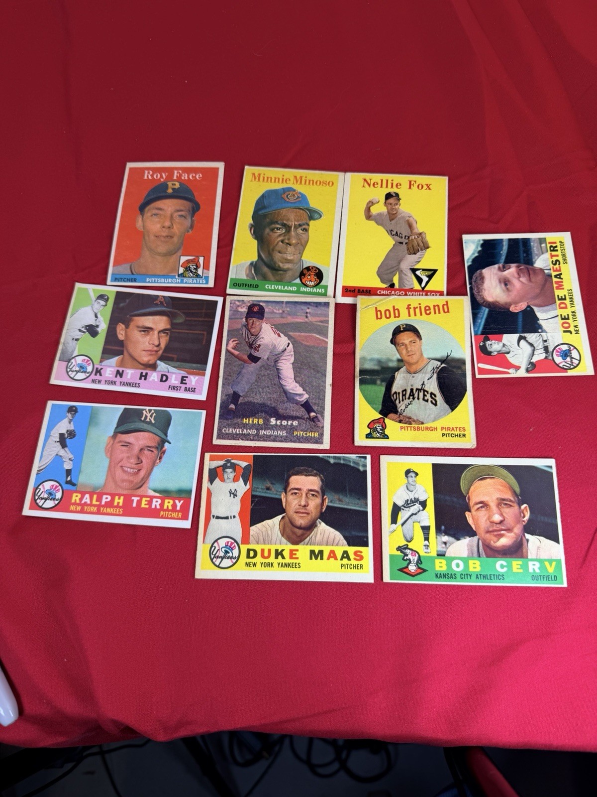 Lot of 10 1958 Topps Baseball Cards Fox Minoso Yankees Pirates #50 #74 #96