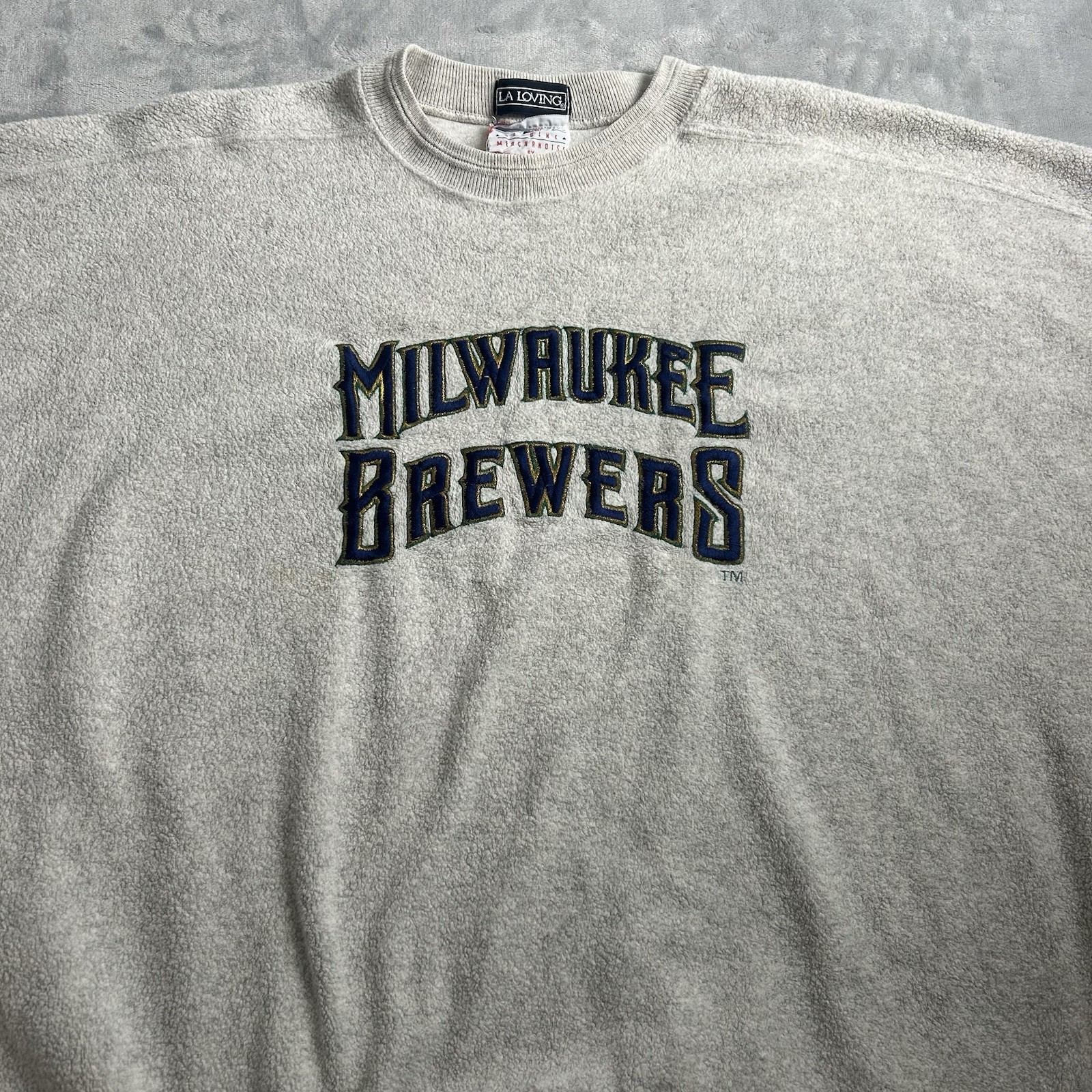 VTG Milwaukee Brewers Sweatshirt Men 2XL Embroidered Trash Arch Crewneck MLB 90s