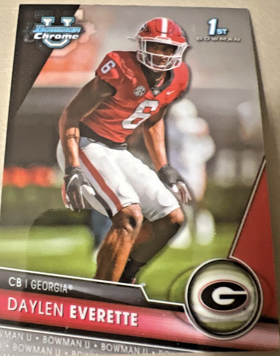 Daylen Everette 1st Rookie RC 2023 Bowman Chrome University Card #9 Georgia