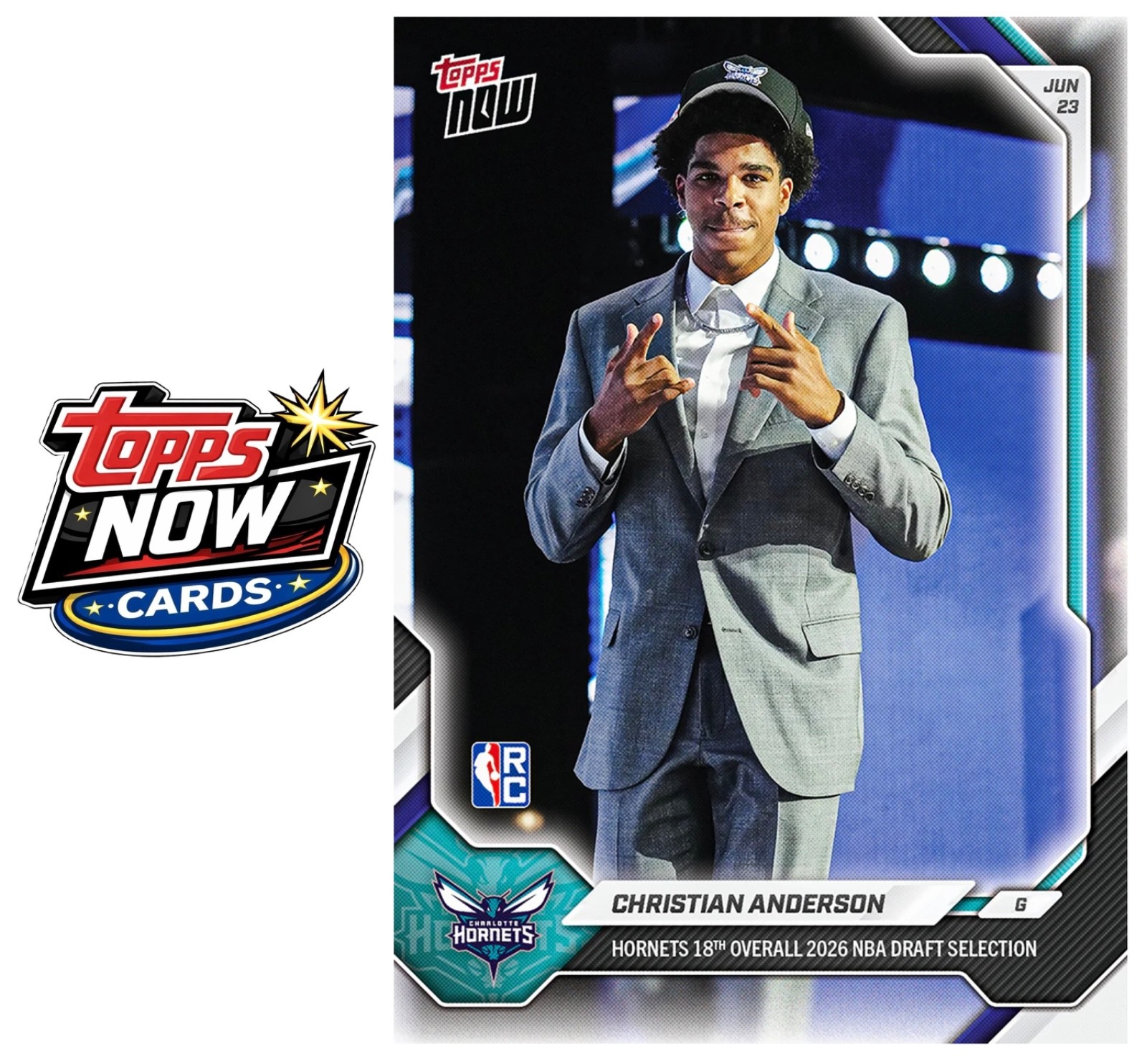 2025-26 NBA Topps Now #CAND Christian Anderson RC Charlotte Hornets – PRESALE