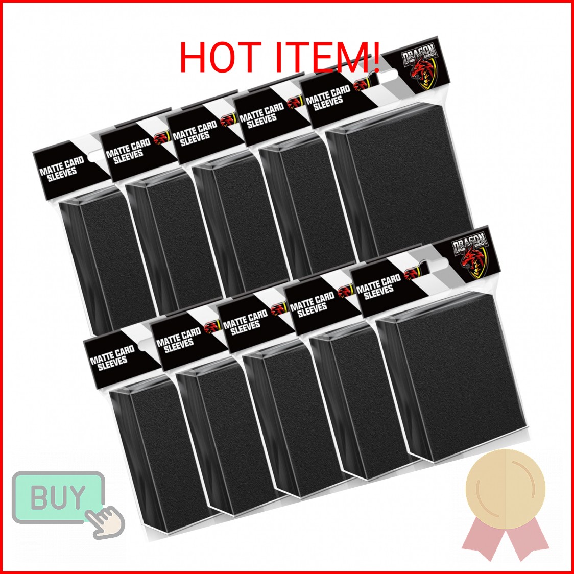 1000 Pcs Black Card Sleeves Toploaders for Trading Card, Matte Card Sleeves Deck