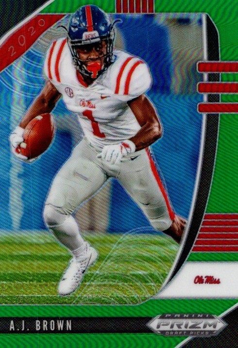A.J. BROWN 2020 Panini Prizm Draft Picks Green Prizm #1 Philadelphia Eagles