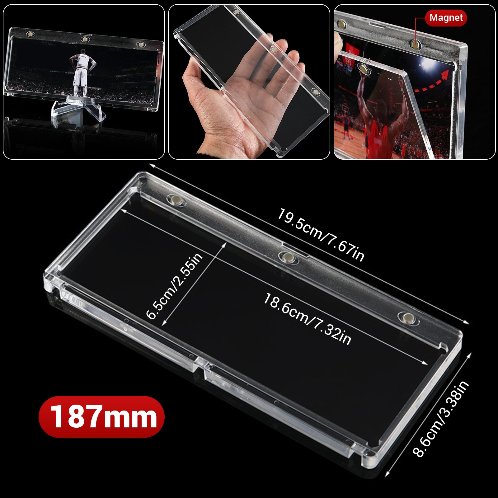 187mm Magnetic Booklet Card Holder 175PT Triple Booklet Card Case U-V Protection