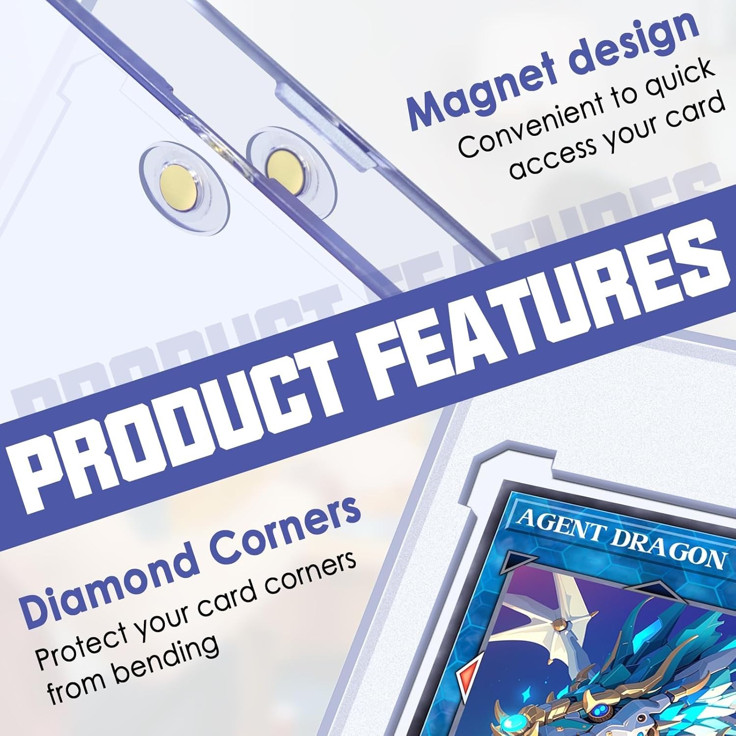 Clear Magnetic Card Holders, 35 pt Thickness, 5 Count for Collectors
