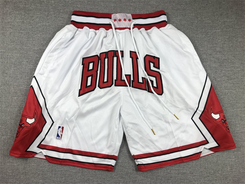 New Chicago Bulls Men White Pockets stitched Shorts Size US