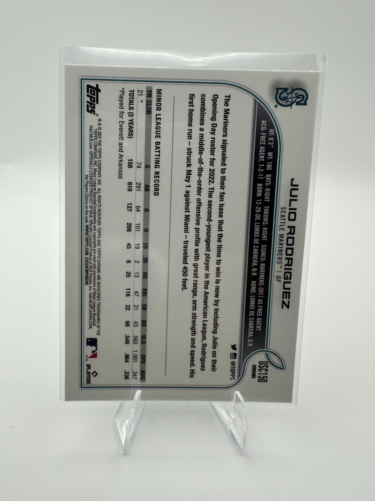 2022 Topps Chrome Update #USC150 Julio Rodriguez Mariners RC – Multiple Avail