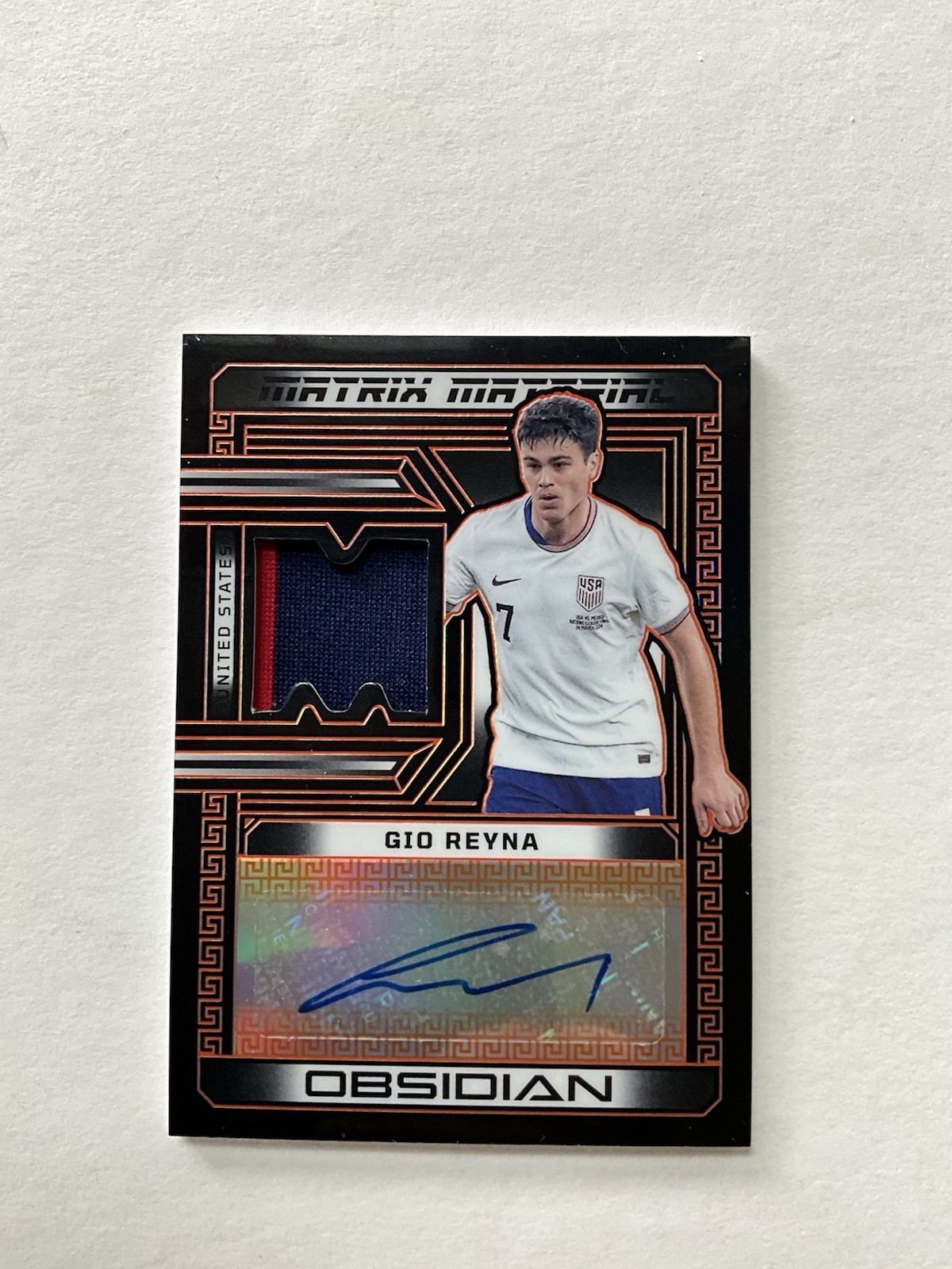 2023 Panini Obsidian Giovanni Reyna Matrix Materials Orange Patch Auto /49