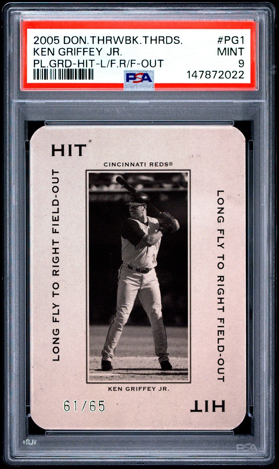 2005 DONRUSS THROWBACK THREADS POLO GROUNDS #PG1 KEN GRIFFEY JR. 61/65 PSA 9