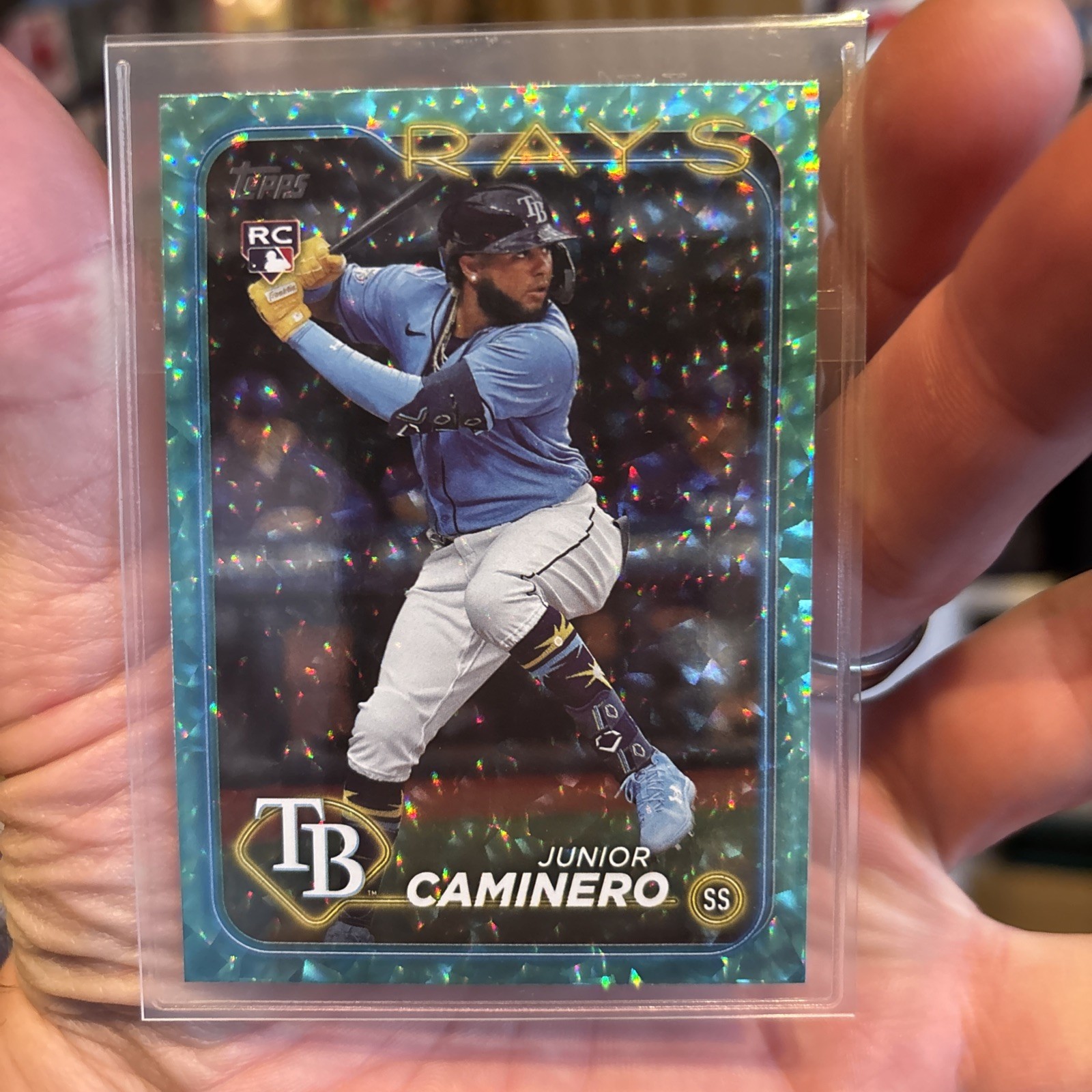 2024 Topps Series 2 – Junior Caminero #628 Aqua Foil /399 (RC)