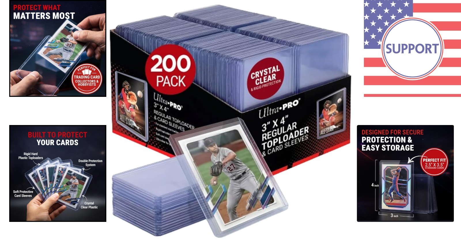 200 Trading Card Holders – Double Layer Protection in Clear Design