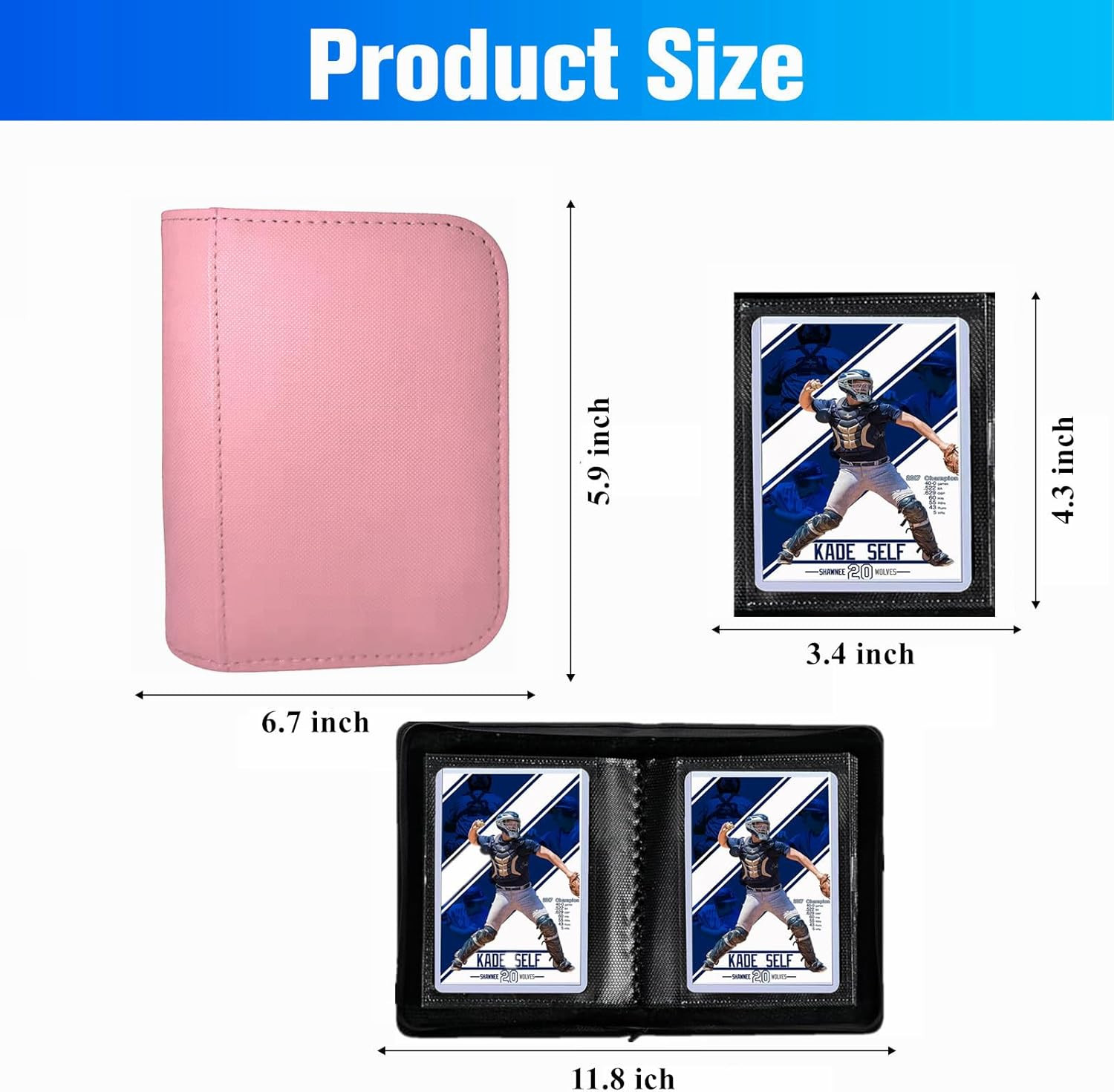 Toploader Binder 30 Cards – 1 Pocket Top Loader Zippered Album with Side-Loading