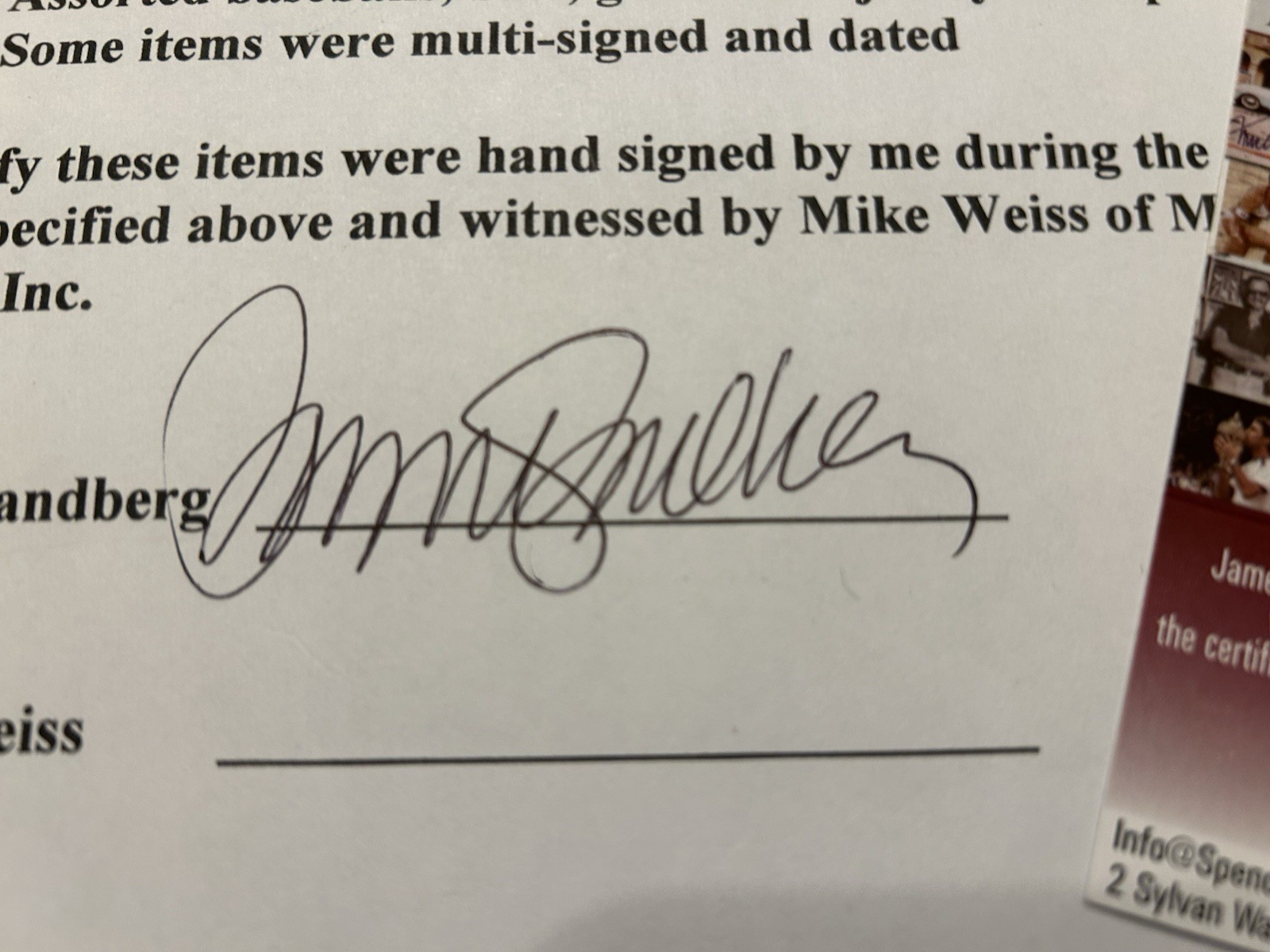 Ryne Sandberg Chicago Cubs Signed Contract Affidavit W/ JSA 1/1
