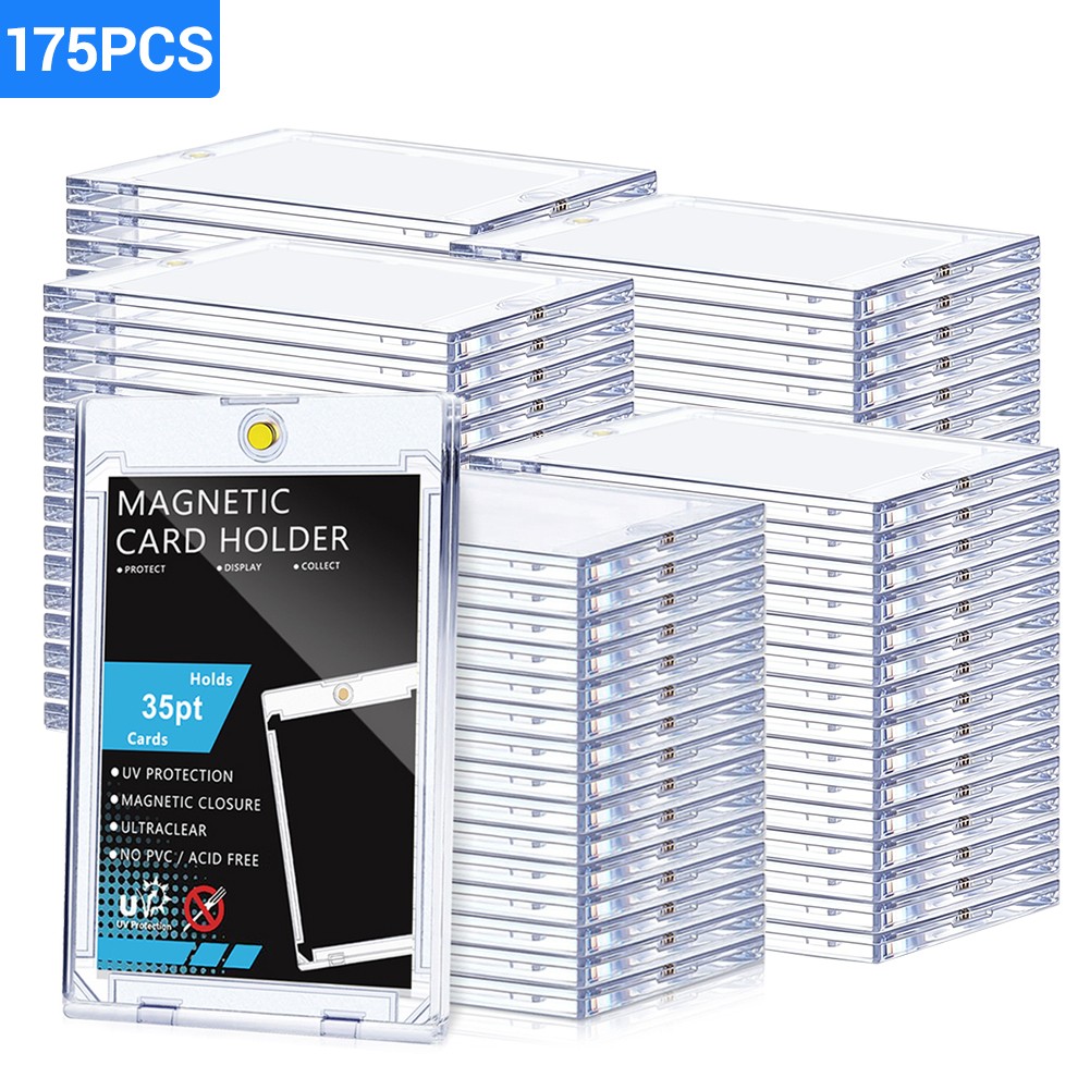 175Pcs Magnetic Trading Sports Card Holders 35pt One-Touch Hard UV Protector