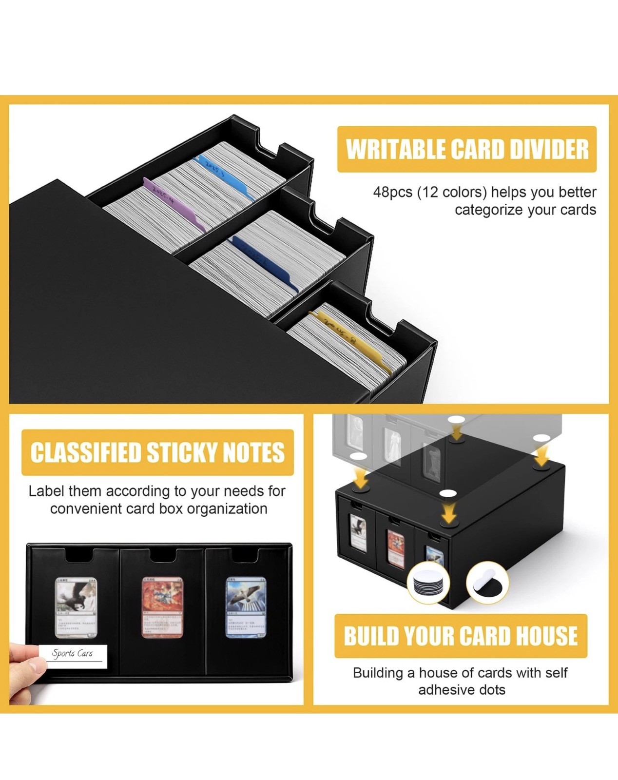 Trading Card Storage Box 12 Drawers Cardboard Organizer with Dividers for top…