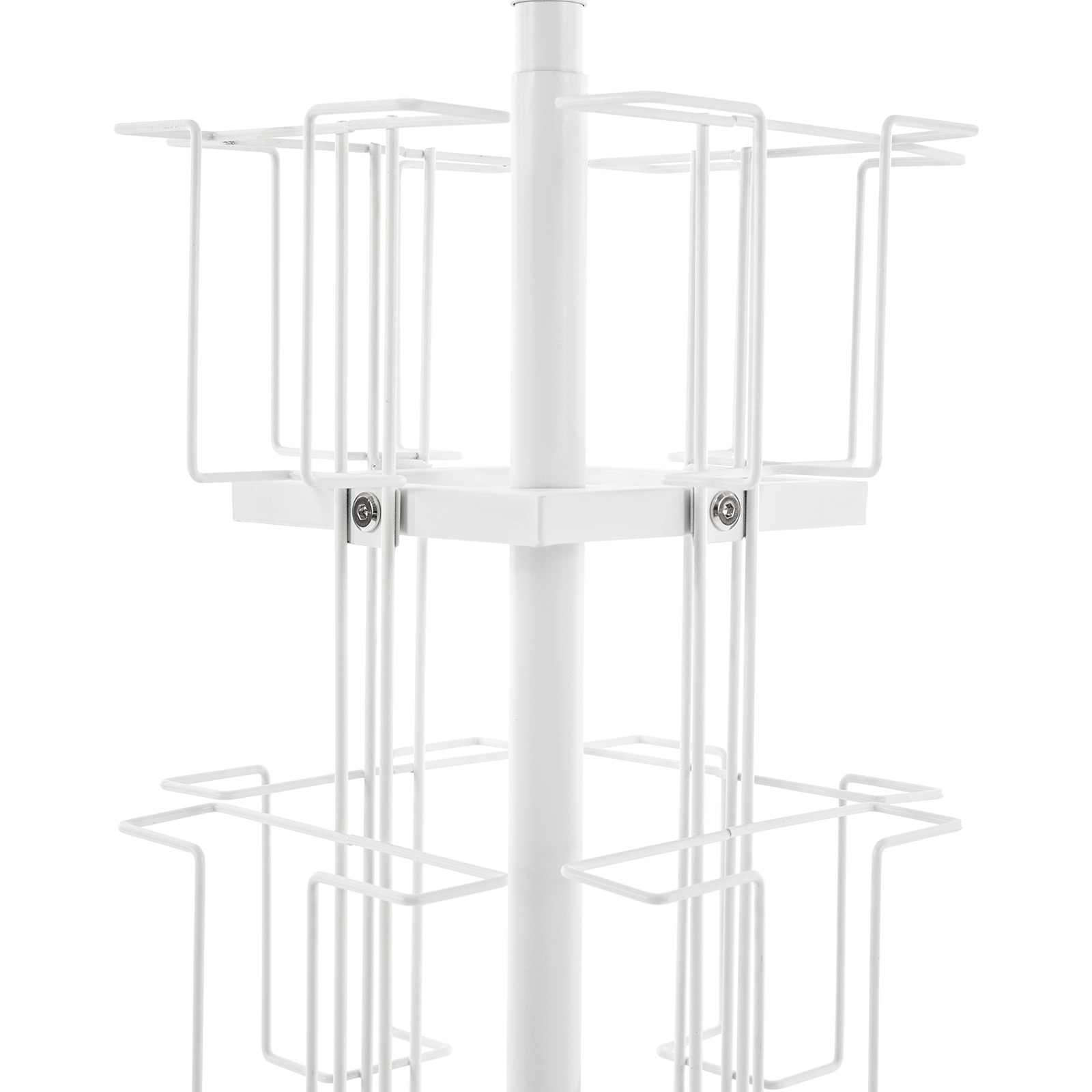 6-tier 32-pocket Rotating Greeting Card Iron Rack Postcard Stand With 4 Wheels