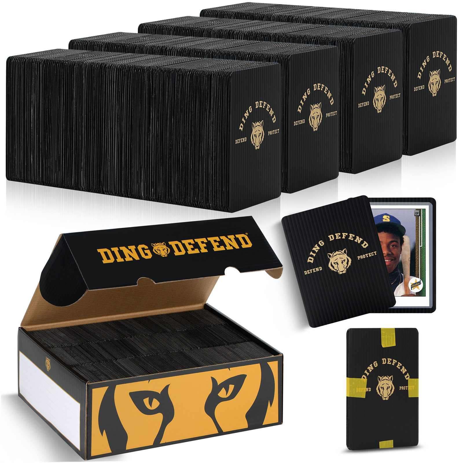 510 Pack Ding Defend Trading Card Shipping Protectors – Tiger Design Card Slab