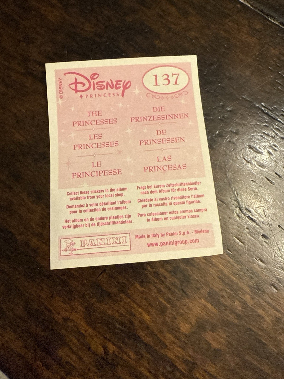 2005 Panini Disney The Princesses Pink Back Aurora Sleeping Beauty #137 Rare
