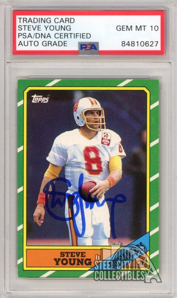 Steve Young 1986 Topps Autograph Rookie Card #374 PSA/DNA 10