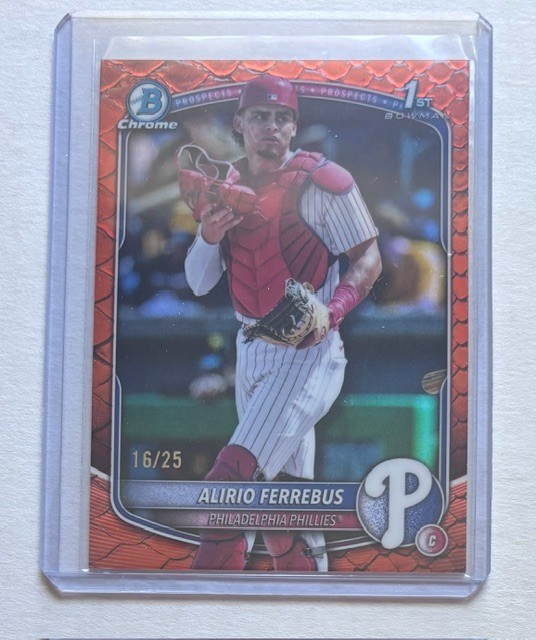 2025 Bowman Chrome Prospects Alirio Ferrebus /25 #BCP-198 Orange Reptilian