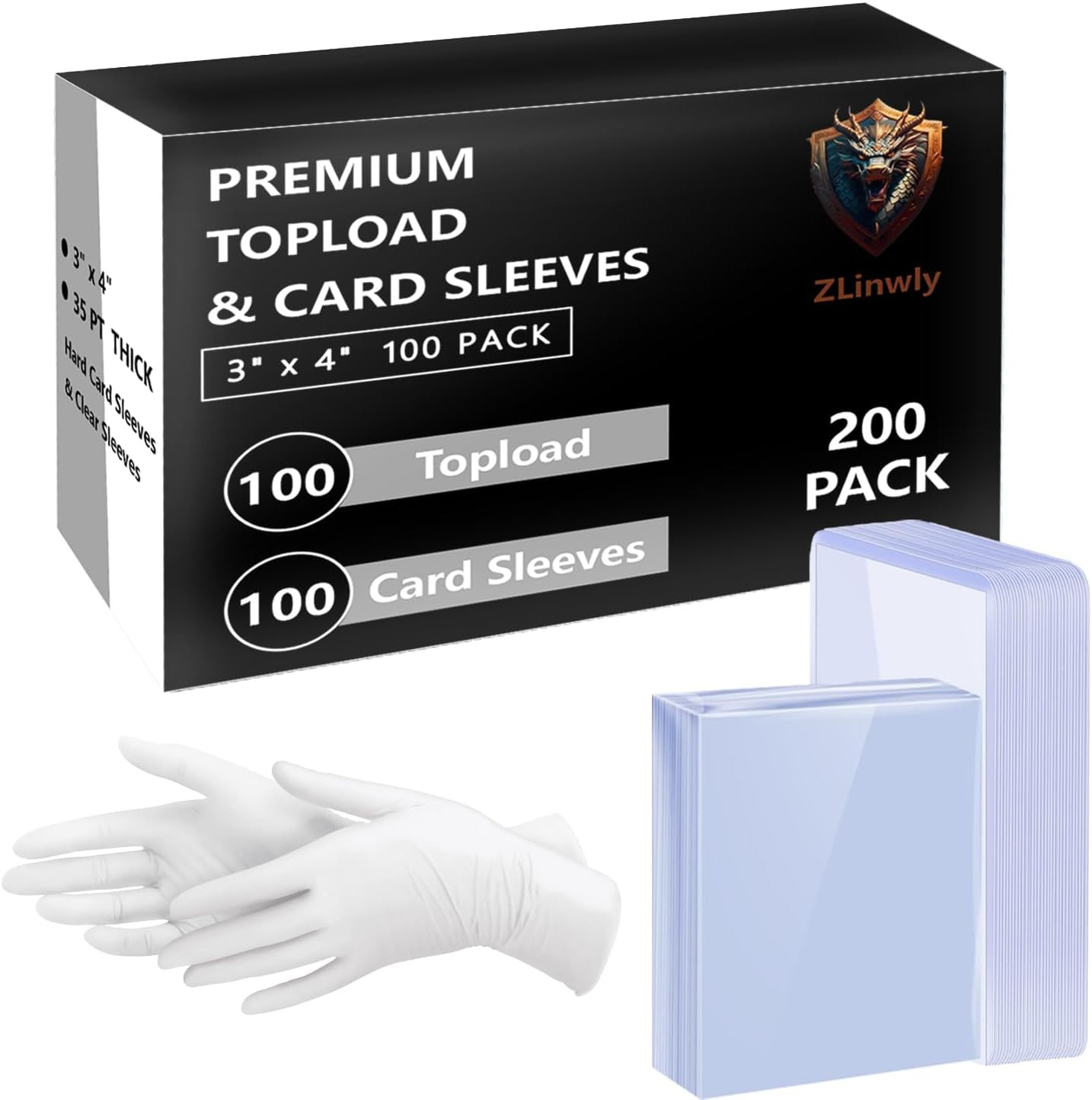 200 Premium Card Sleeves Top Loaders for Trading Cards,35Pt Archival Quality Har
