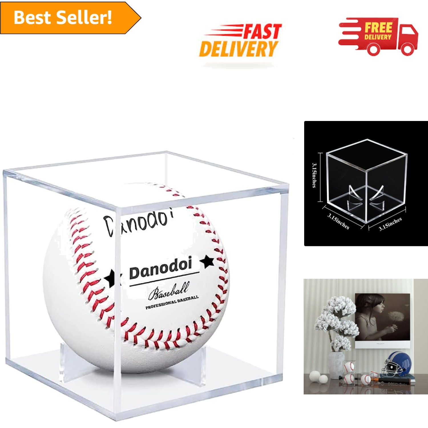 Durable Square Acrylic Display Case – Protect and Showcase Baseballs 3.15 Inches