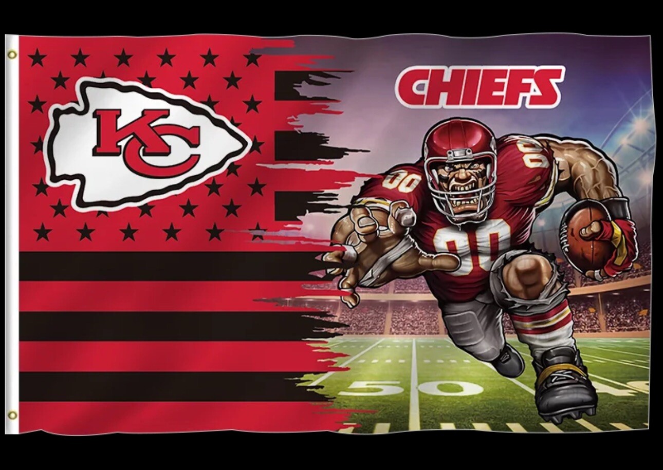 Kansas City Chiefs Football fans 3×5 ft Mascot American Flag – NFL Gift Banner