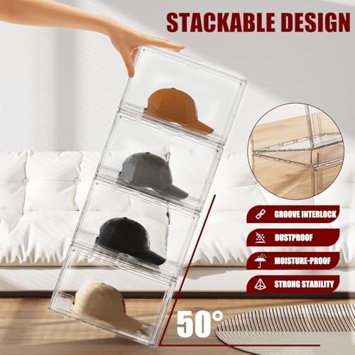 2 Pack Baseball Cap Organizer – Stackable Hat Storage Box – Acrylic Cap