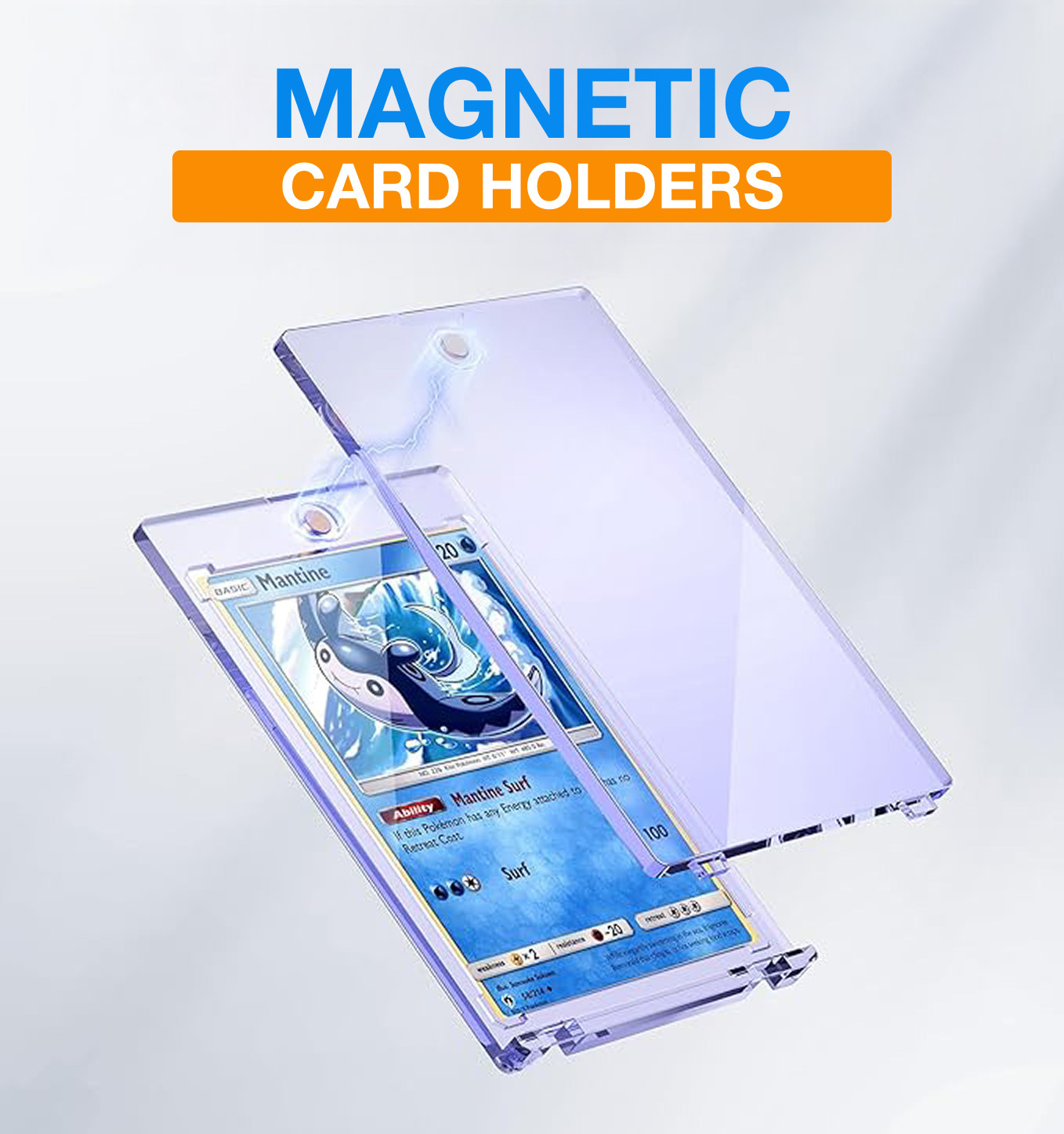50 Pack Magnetic Trading Holders Sports Card 35pt One-Touch Hard UV Protection
