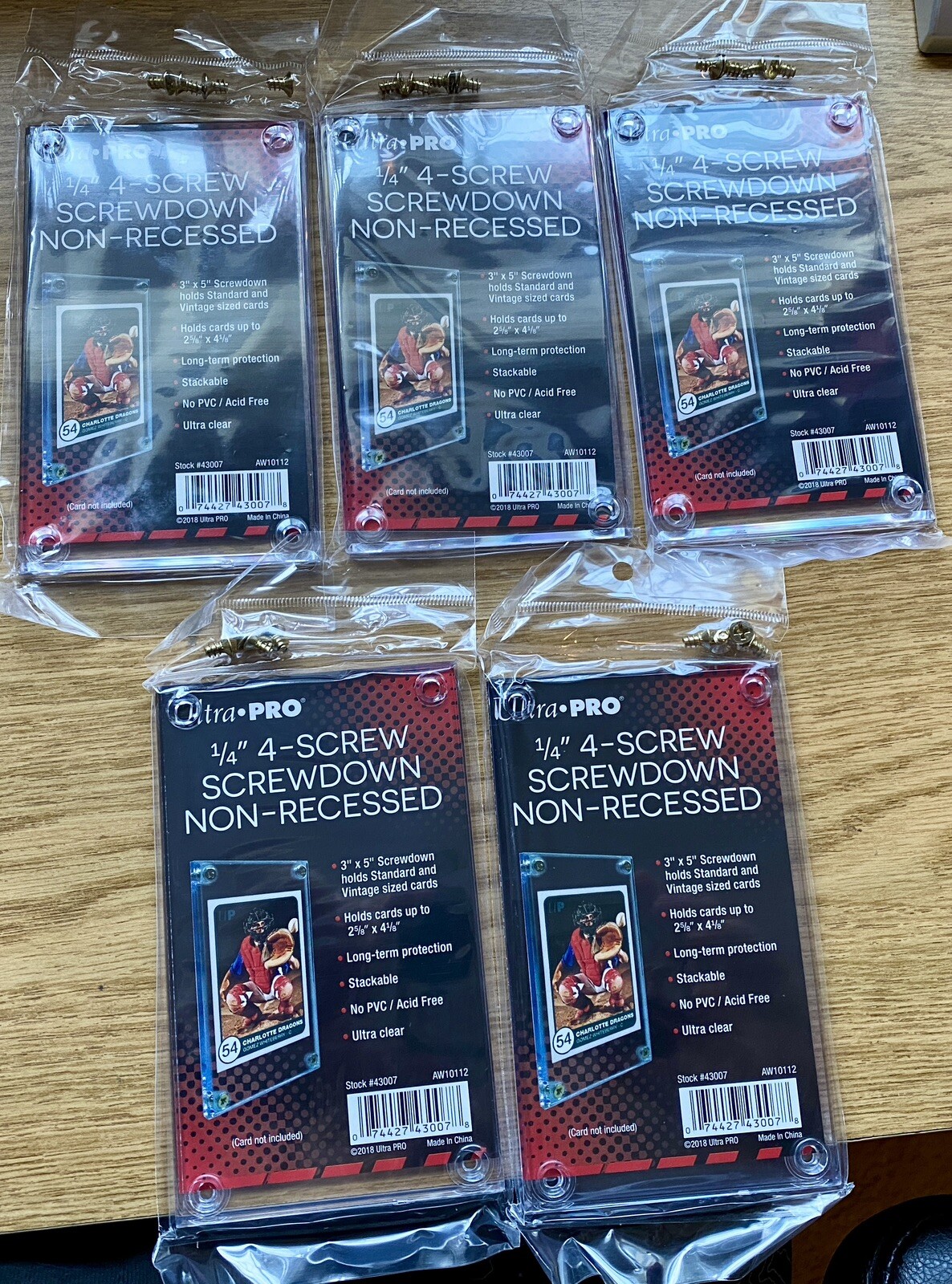 5x NEW Ultra PRO 1/4″ Screwdown Non-Recessed Standard Trading Card Holder 43007