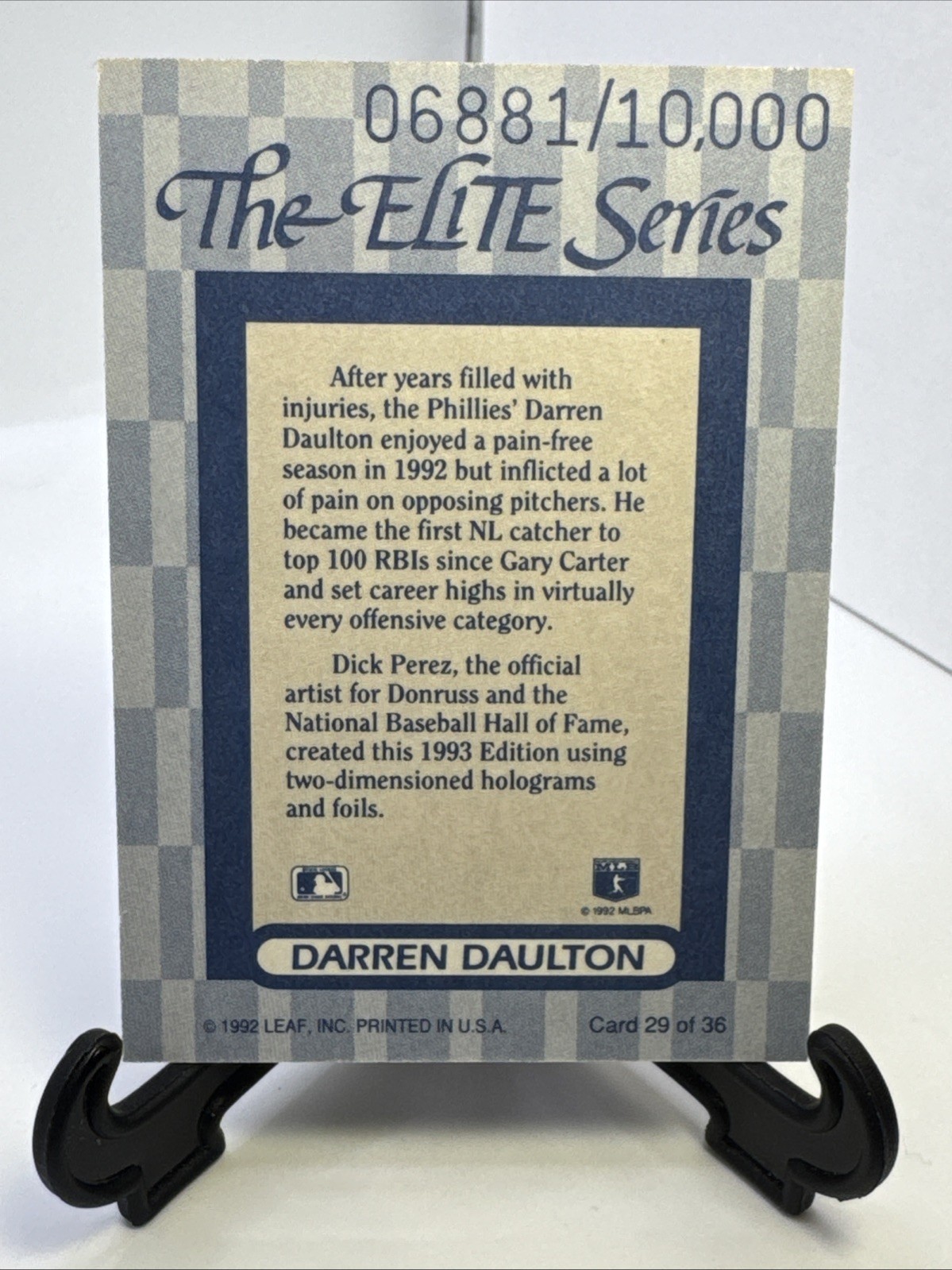 1992 LEAF THE ELITE SERIES DARREN DAULTON #29 PRISM INSERT /10000
