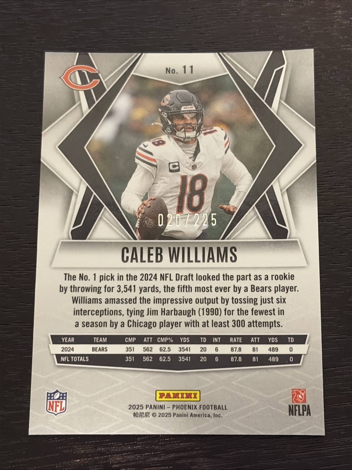 2025 Panini Phoenix – Caleb Williams #11 Lime Green Lava /225