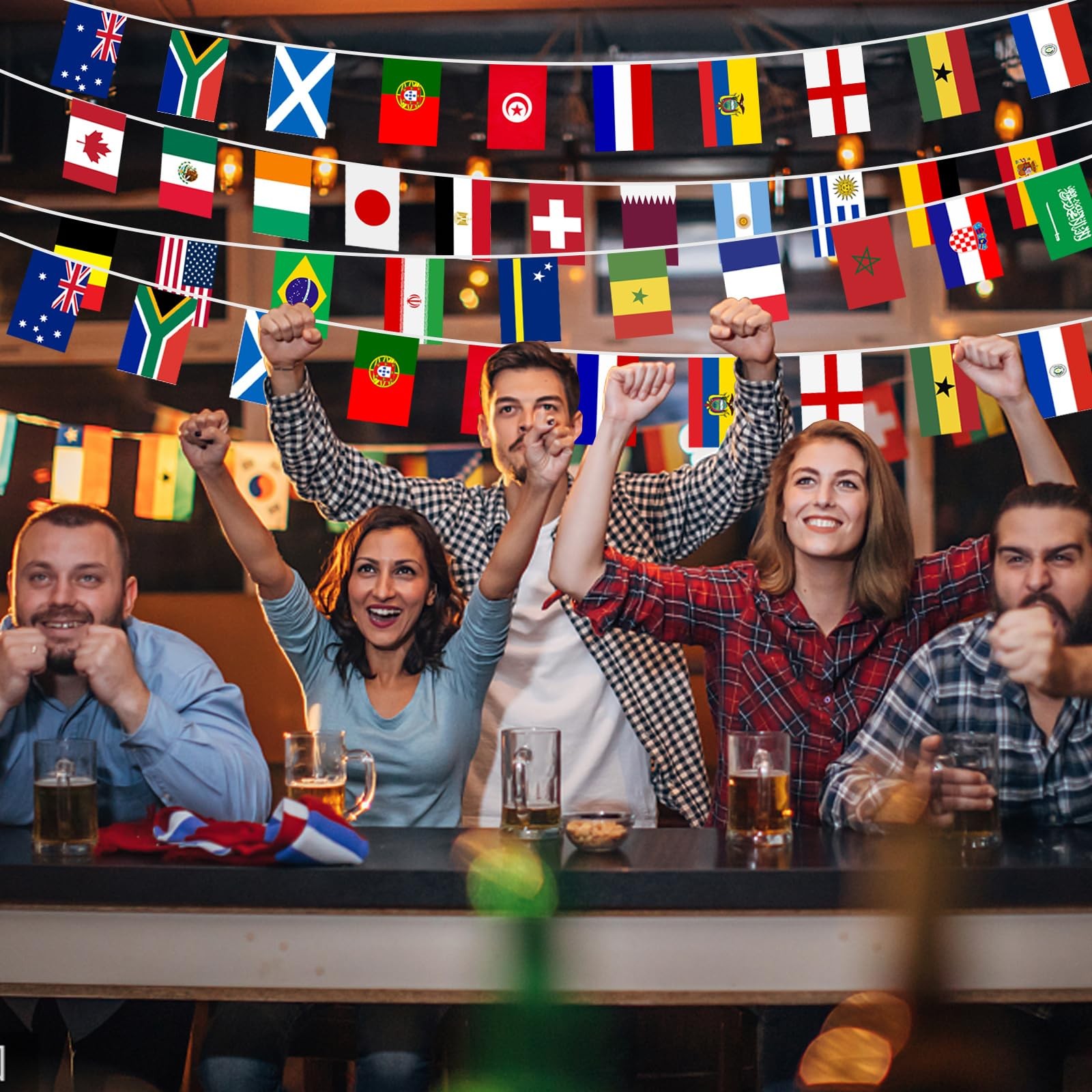 AhfuLife 48 Countries World Flag String 7.87 x 11.02 in-1 Pack, Cup