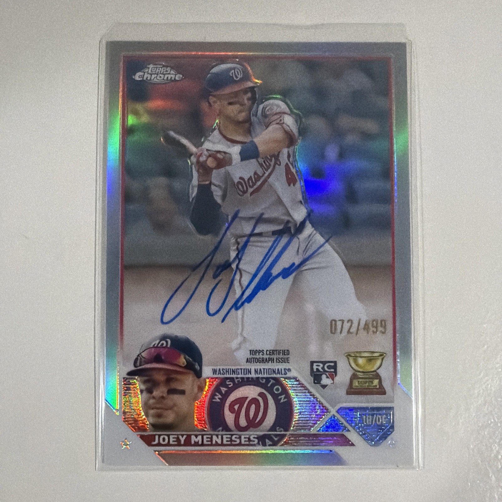 Joey Meneses 2023 Topps Chrome Rookie Autographs Refractor #RA-JM SN AU /499