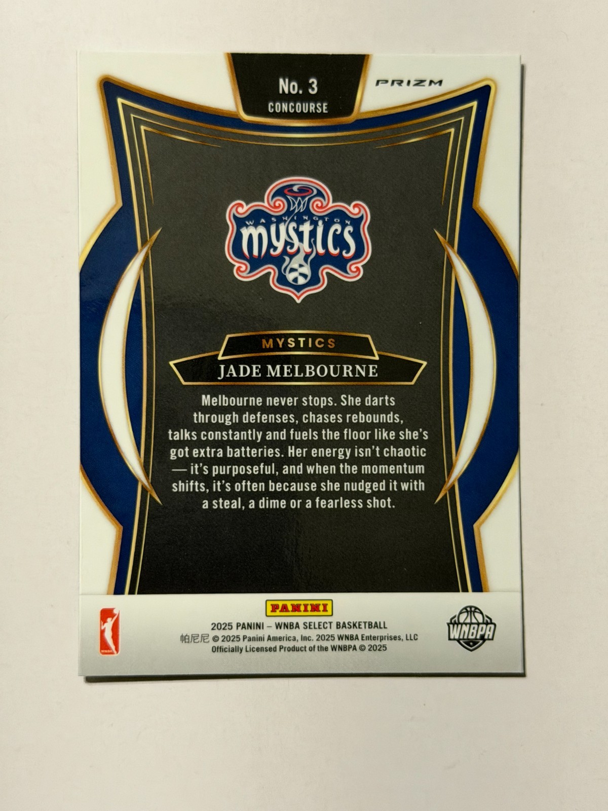 Jade Melbourne 2025 Select WNBA Concourse SILVER PARTY PRIZM #3 SSP MYSTICS