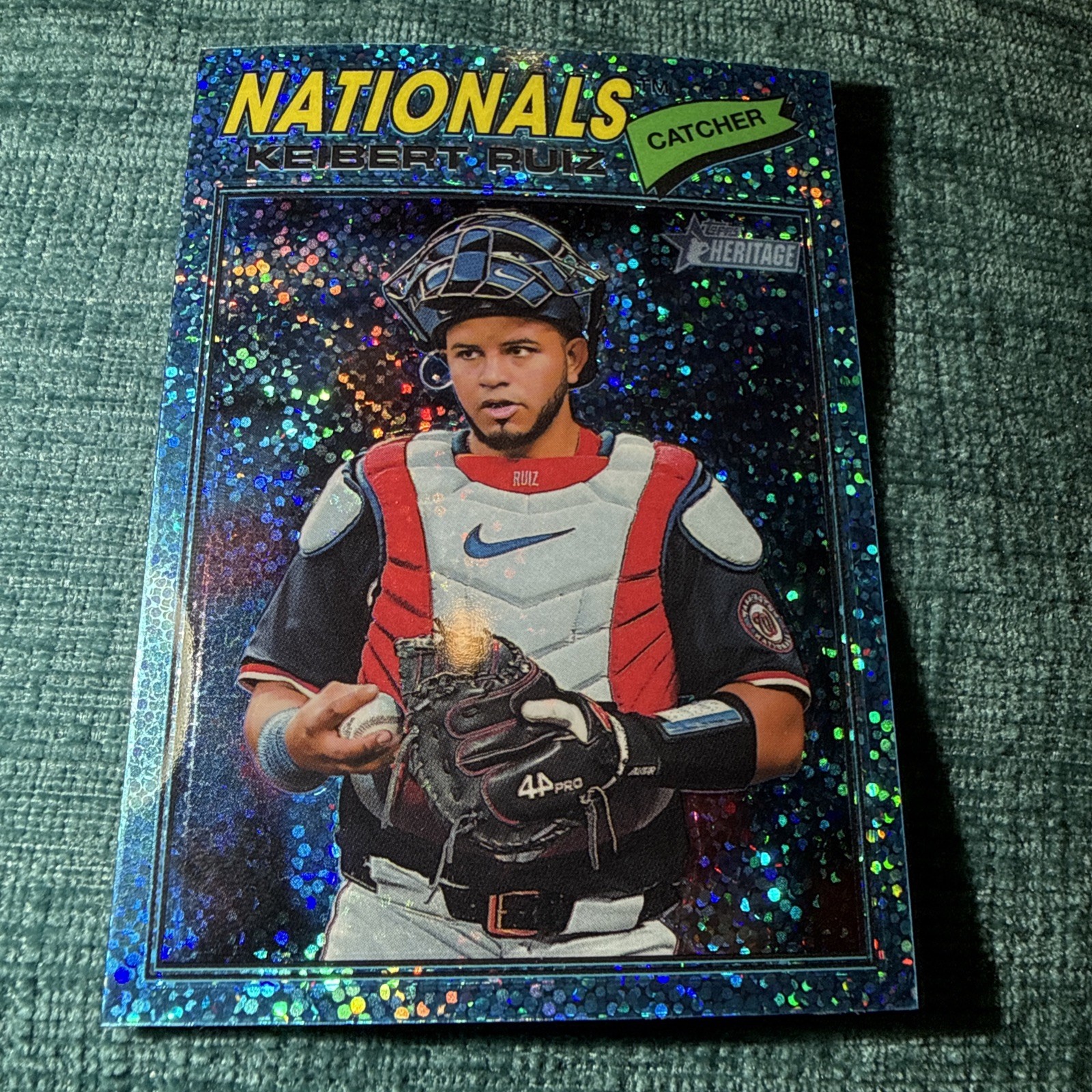 2026 Topps Heritage #201 – Keibert Ruiz – Blue Sparkle Parallel – Washington
