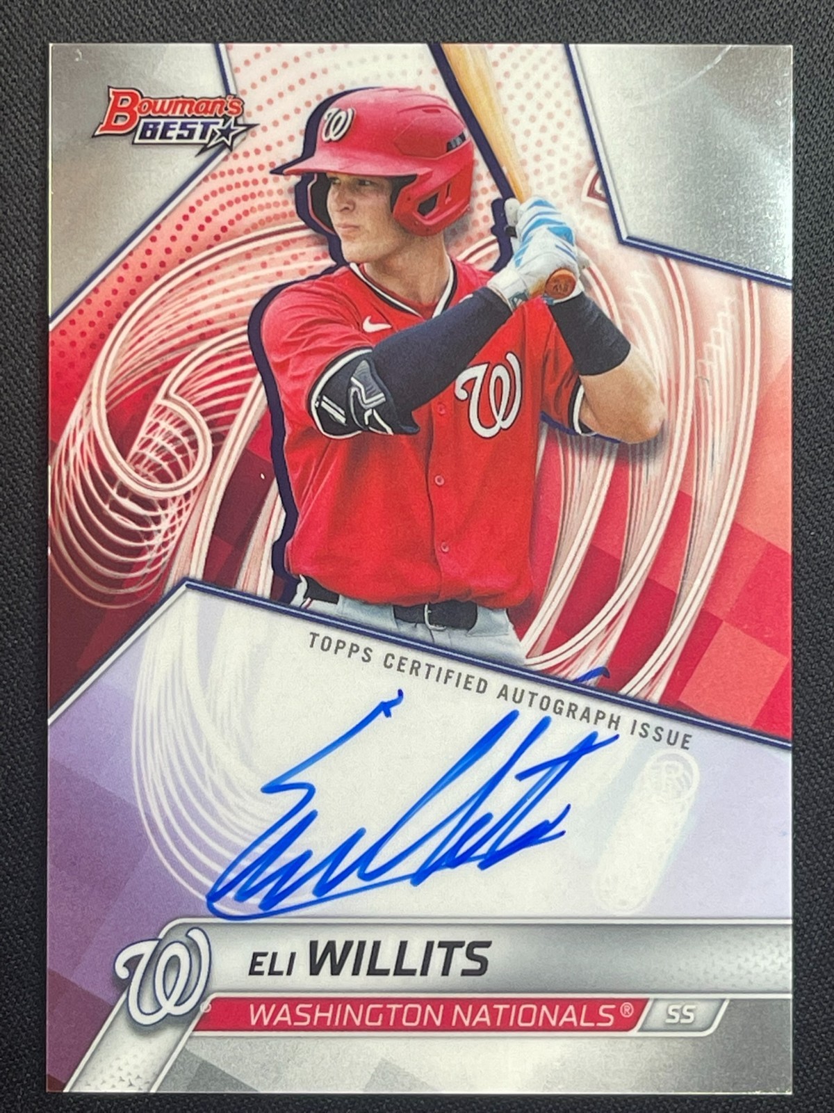 ELI WILLITS ON CARD AUTO AUTOGRAPH 2025 BOWMAN’S BEST BASEBALL MLB NATIONALS 1